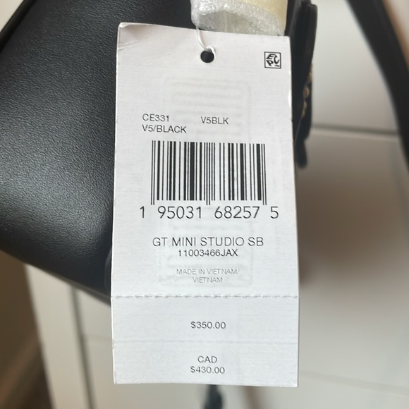 Coach Tea Rose Mini Studio Baguette Pewter/Black & a Pink Cherry Bag Charm NWT - Picture 16 of 17